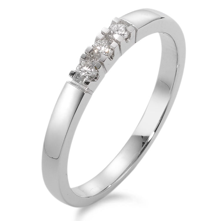 Bague d'éternité Or blanc 18K Diamant 0.09 ct, 3 Pierres, w-si