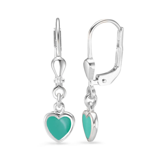 Pendant d'oreilles Argent Turquoise Coeur Ø6 mm