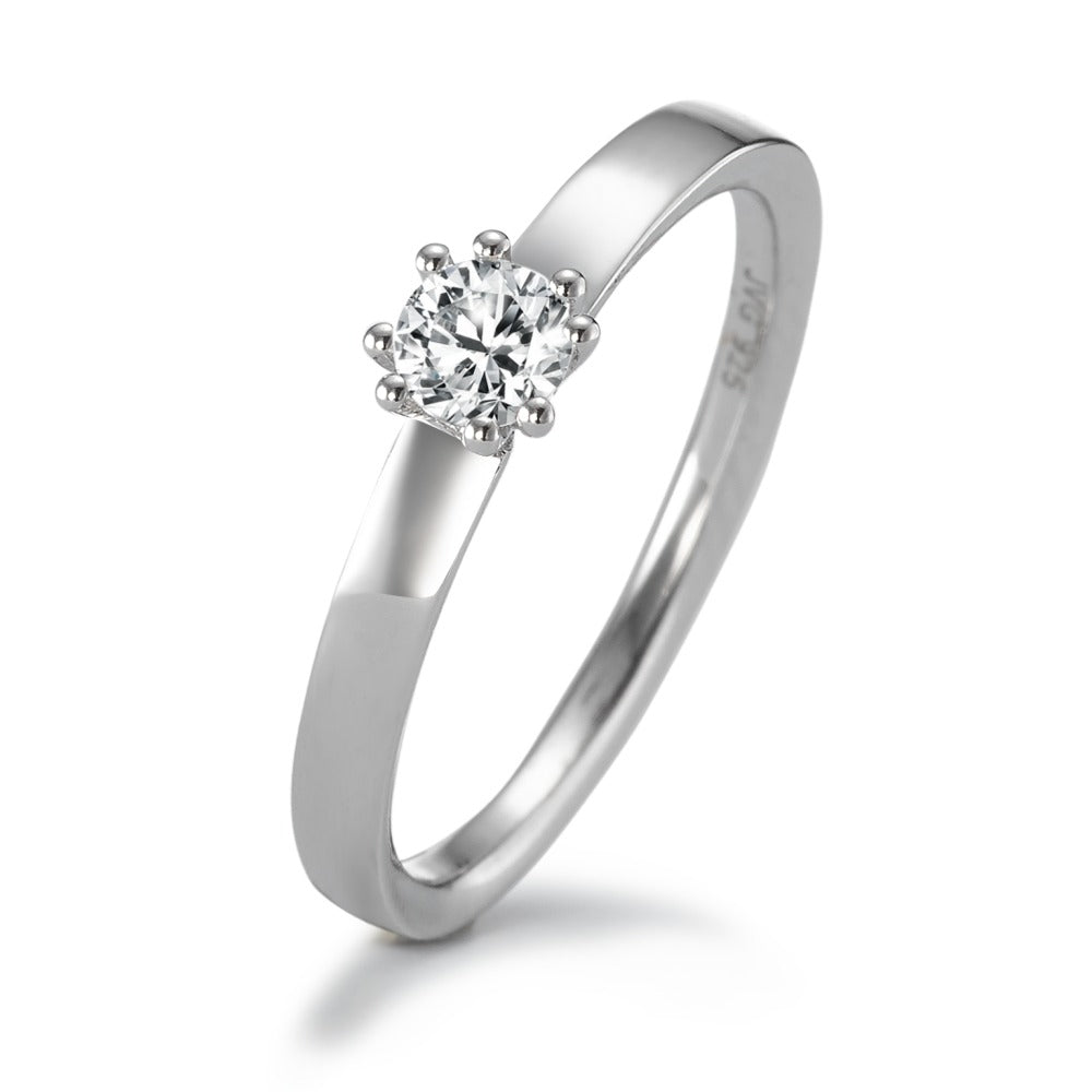 Bague solitaire Argent Zircone rond, 4 mm Rhodié