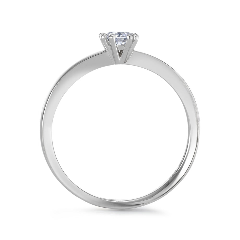 Bague solitaire Argent Zircone rond, 4 mm Rhodié