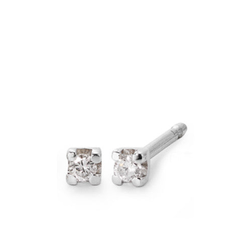 Clous d'oreilles Or blanc 18K Diamant 0.06 ct, 2 Pierres, vsi