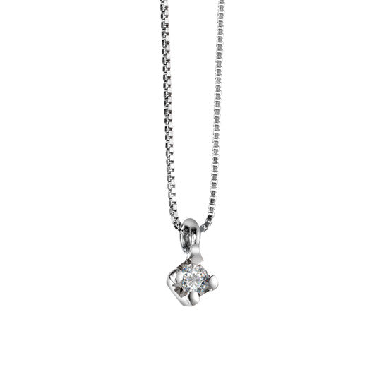 Chaînette avec pendentif Or blanc 18K Diamant 0.03 ct, vsi 42 cm