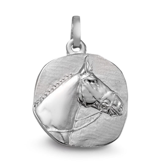 Pendentif Argent Rhodié Cheval Ø15 mm