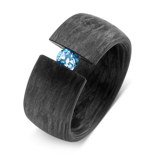 Bague Carbone Topaze bleu