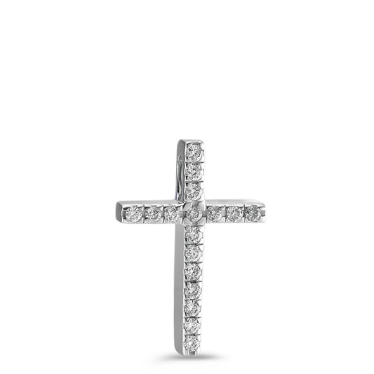 Pendentif Or blanc 18K Diamant blanc, 0.10 ct, 17 Pierres, brillant, w-si Croix