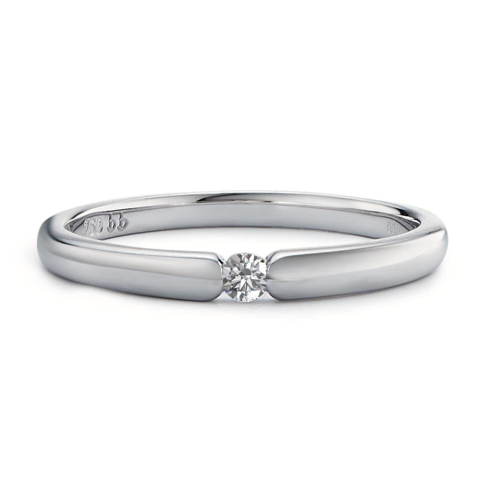 Bague solitaire Or blanc 18K Diamant blanc, 0.04 ct, brillant, w-si