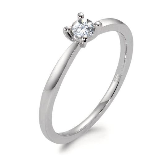 Bague solitaire Or blanc 18K Diamant blanc, 0.15 ct, brillant, w-si