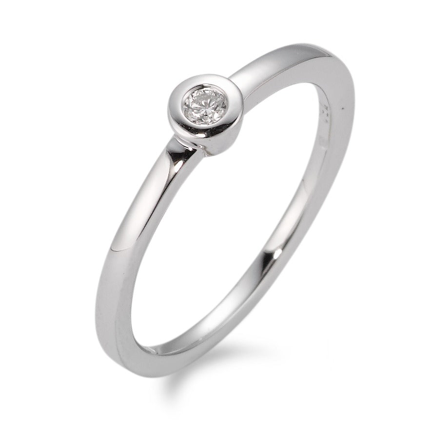 Bague solitaire Or blanc 18K Diamant blanc, 0.05 ct, brillant, w-si