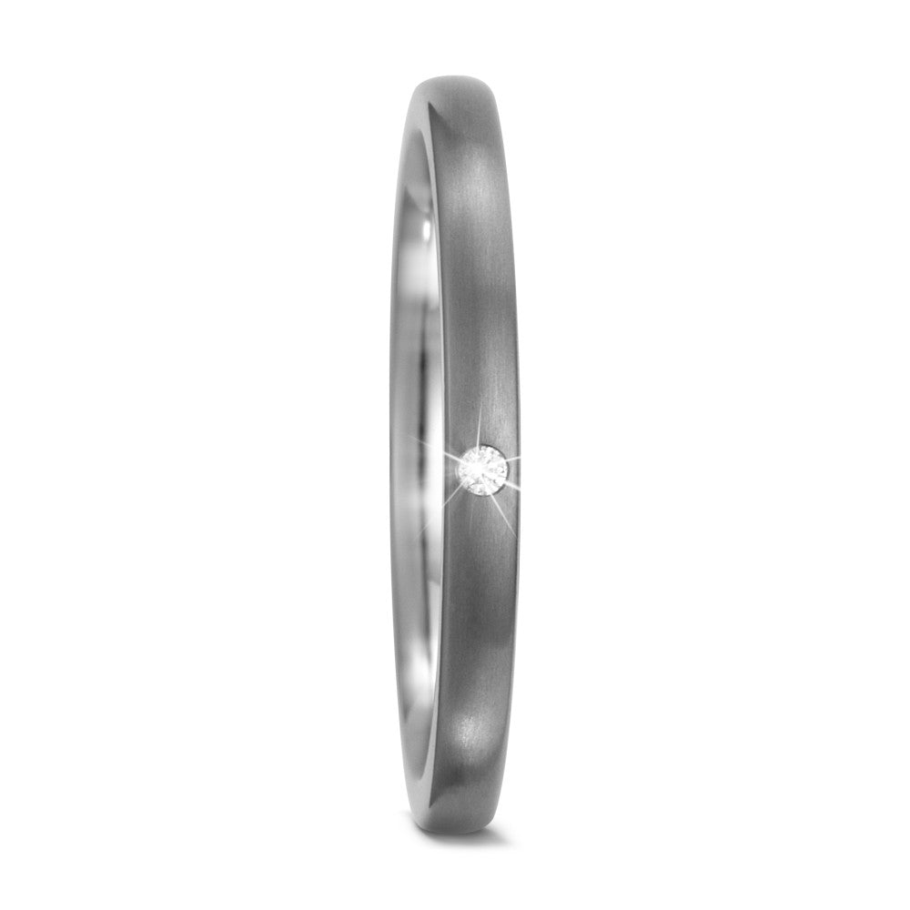 Bague à superposer Titane Diamant 0.01 ct, w-si