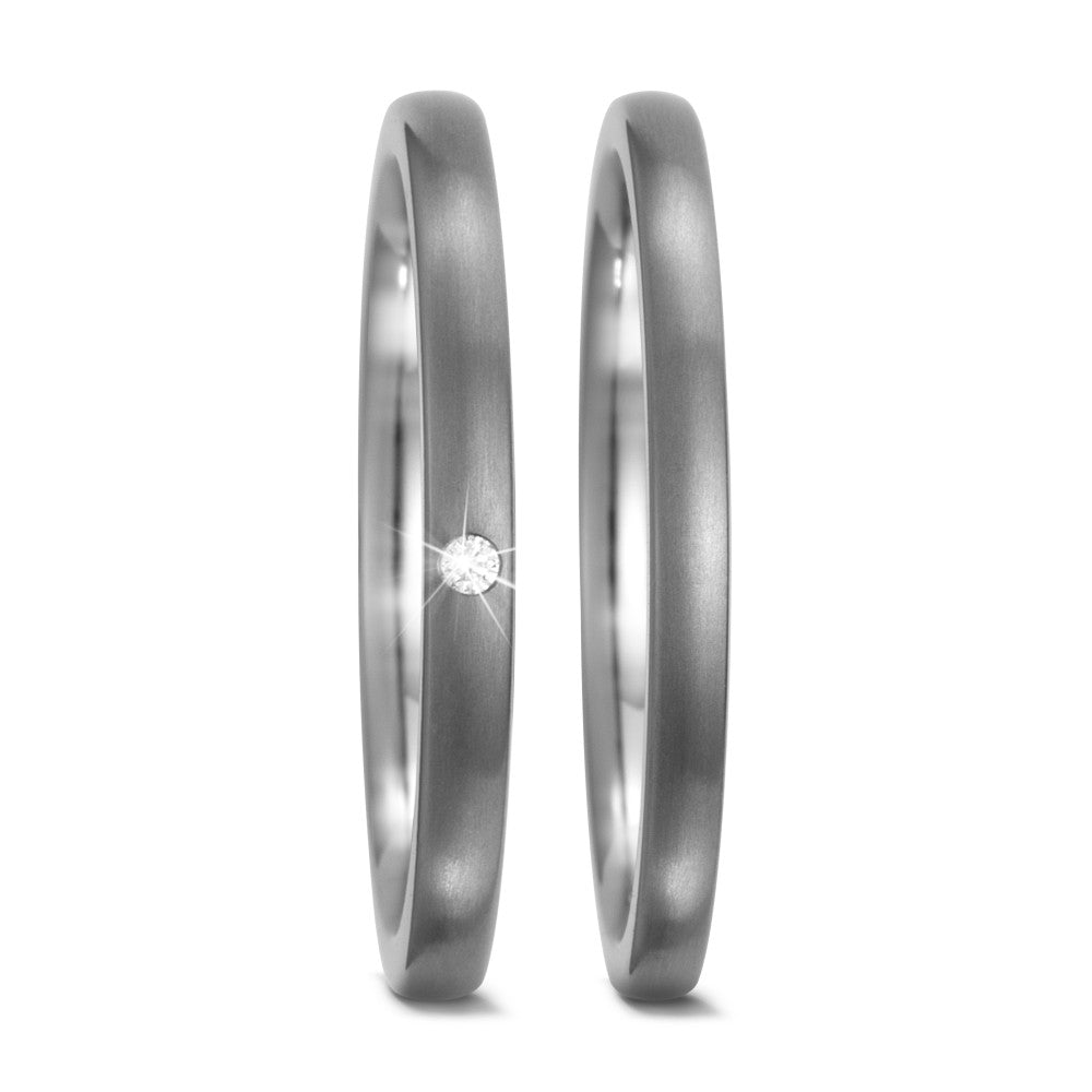 Bague à superposer Titane Diamant 0.01 ct, w-si