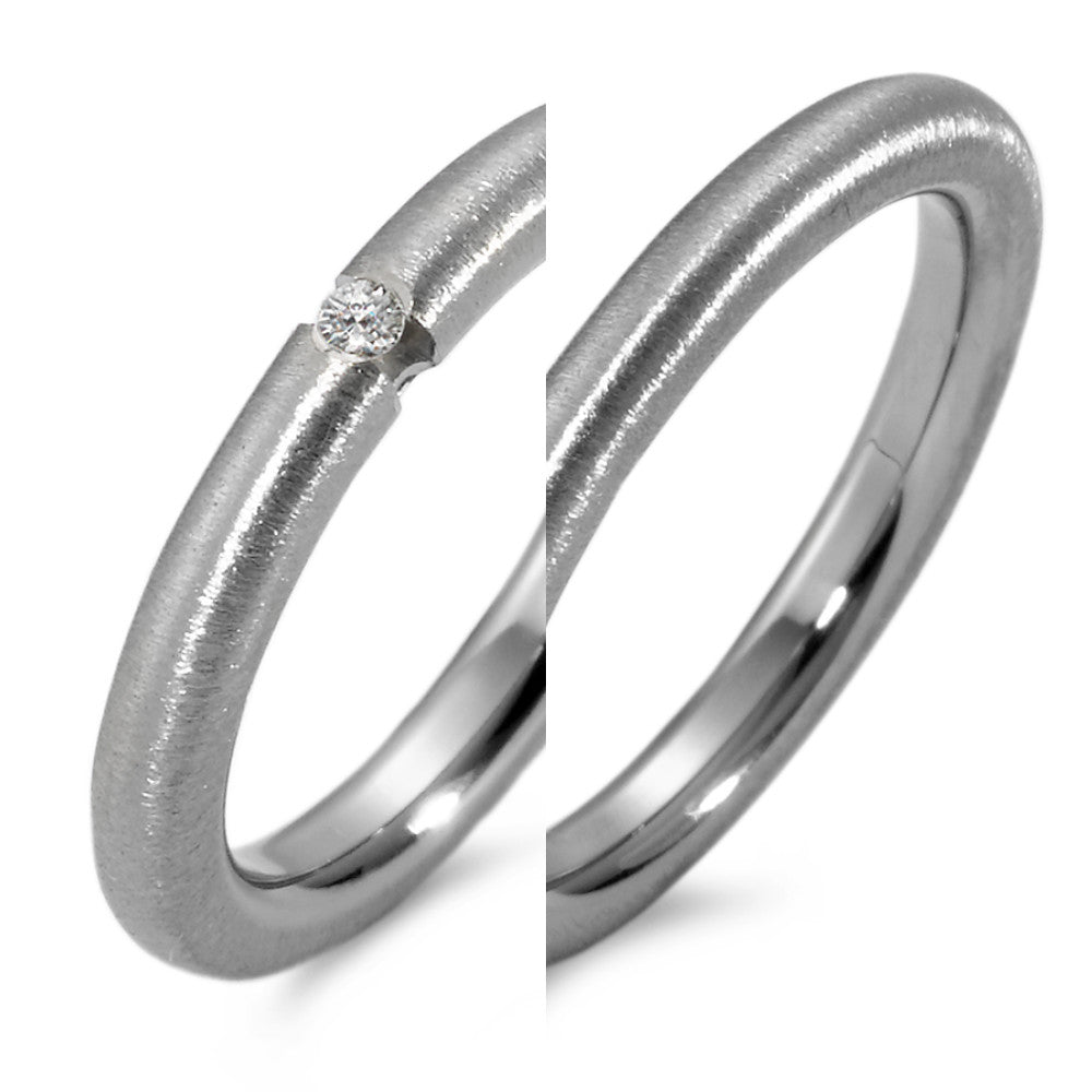 Bague à superposer Titane Diamant 0.03 ct, w-si