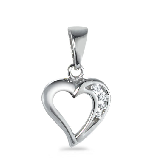 Pendentif Or blanc 18K Zircone 4 Pierres Coeur