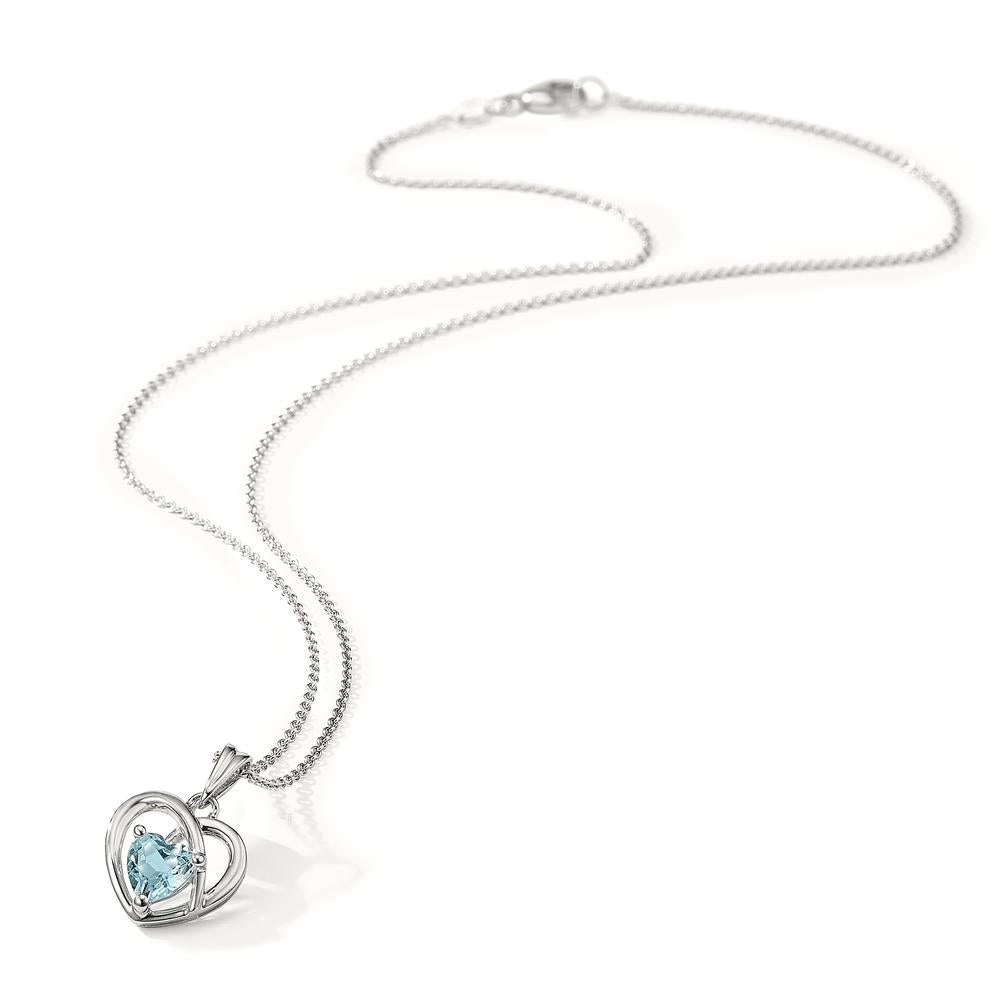 Pendentif Or blanc 18K Topaze bleu Coeur Ø12 mm