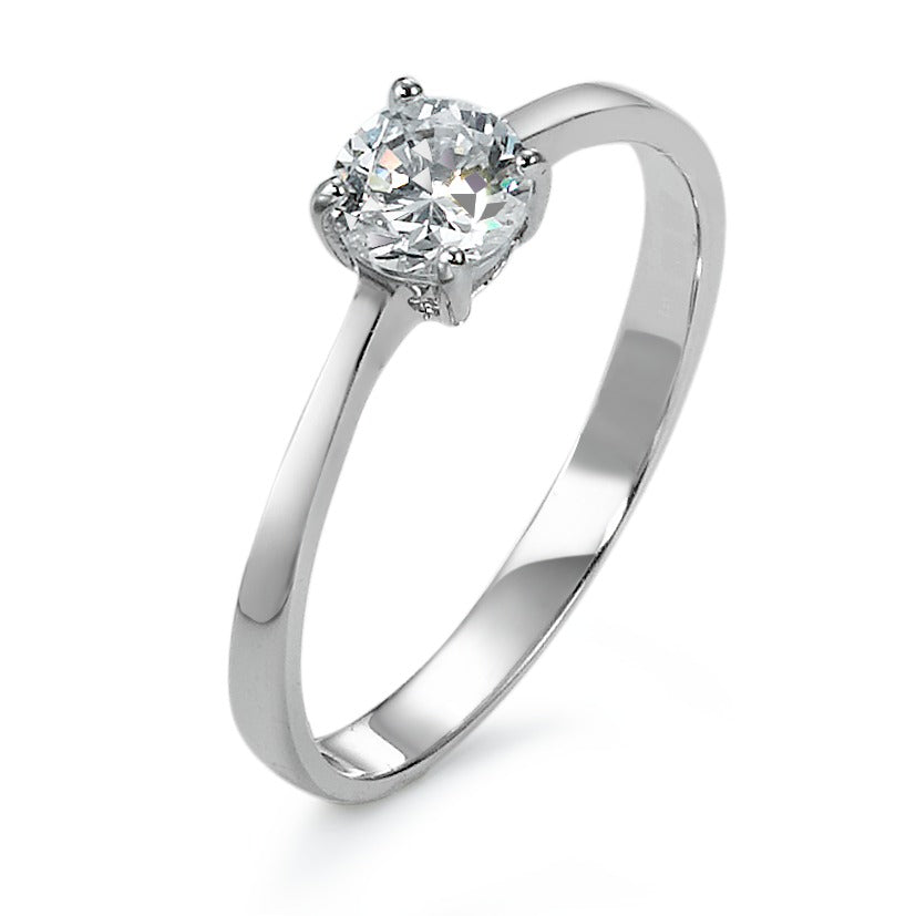 Bague solitaire Argent Zircone Rhodié Ø4.5 mm