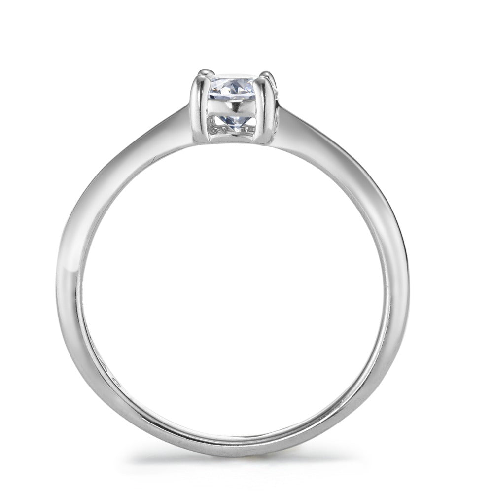 Bague solitaire Argent Zircone Rhodié Ø4.5 mm