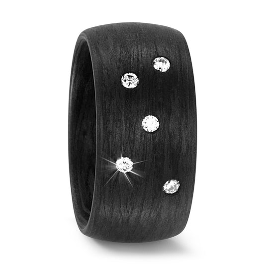 Bague Carbone Diamant 0.10 ct, 5 Pierres, w-si