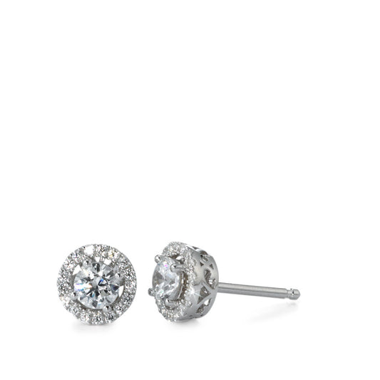 Clous d'oreilles Argent Zircone Rhodié Ø7 mm