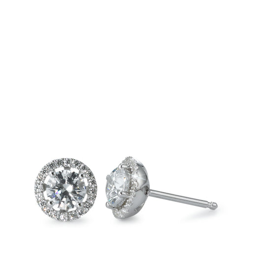 Clous d'oreilles Argent Zircone Rhodié Ø8 mm