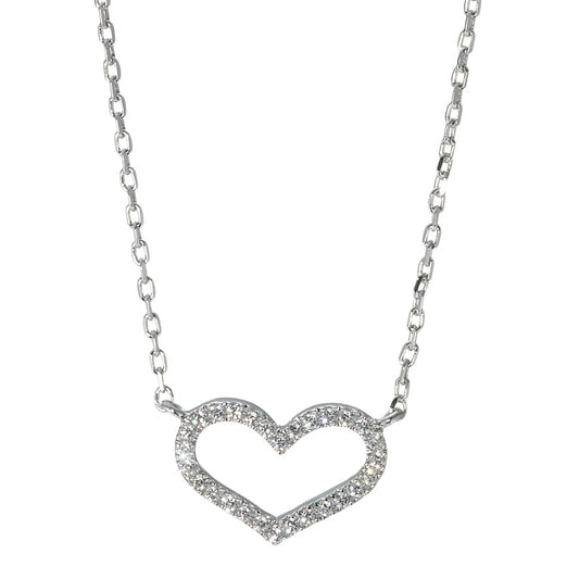 Collier Argent Zircone Rhodié Coeur 41-44 cm