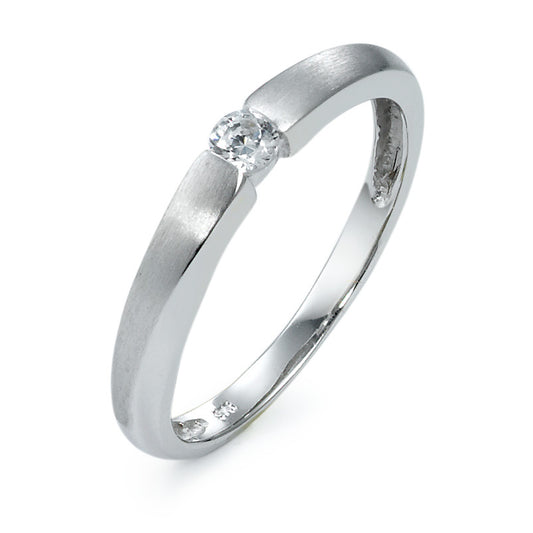 Bague solitaire Or blanc 9K Zircone