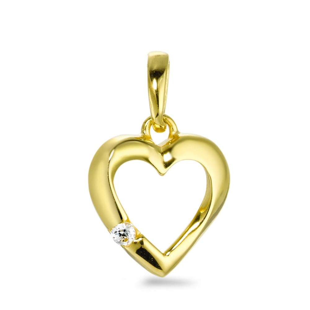 Pendentif Or jaune 9K Zircone Coeur Ø10 mm