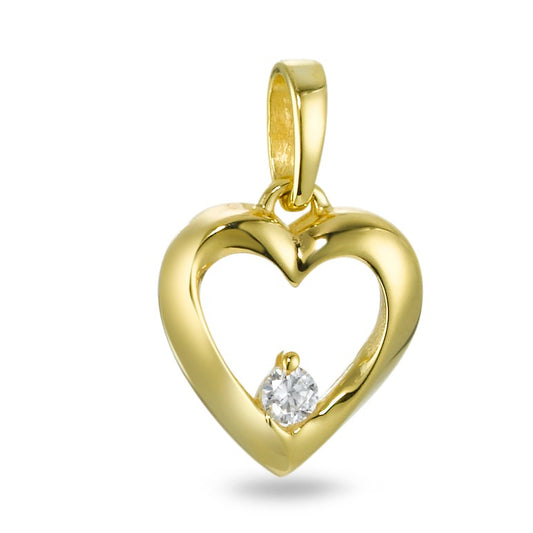 Pendentif Or jaune 9K Zircone Coeur Ø10 mm