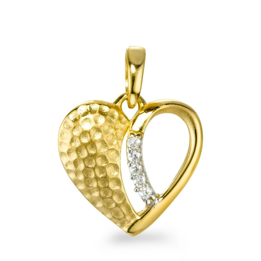 Pendentif Or jaune 9K Zircone 5 Pierres Coeur Ø12 mm