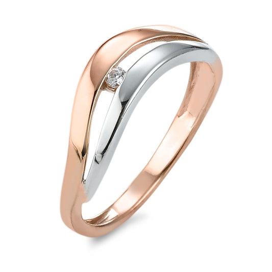 Bague Or blanc 9K, Or rose 9K Zircone