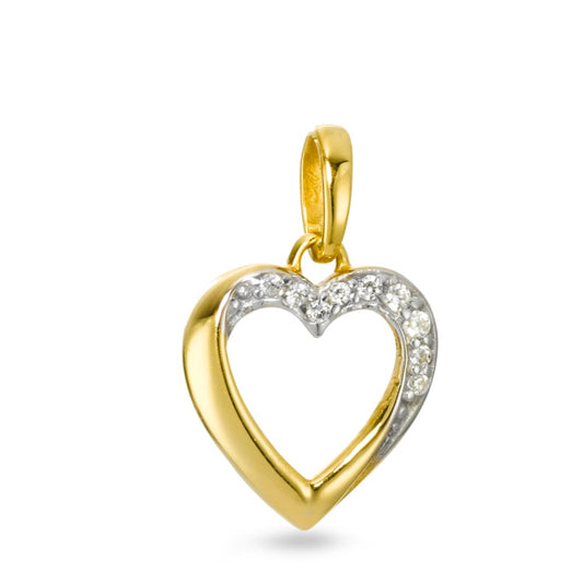 Pendentif Or jaune 9K Zircone 9 Pierres Coeur