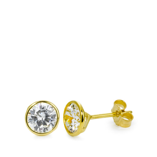 Clous d'oreilles Or jaune 9K Zircone 2 Pierres Ø6.5 mm