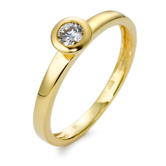 Bague solitaire Or jaune 9K Zircone Ø5 mm