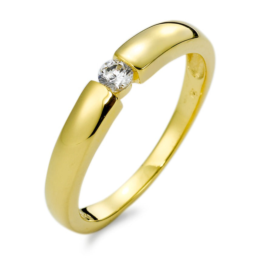 Bague solitaire Or jaune 9K Zircone