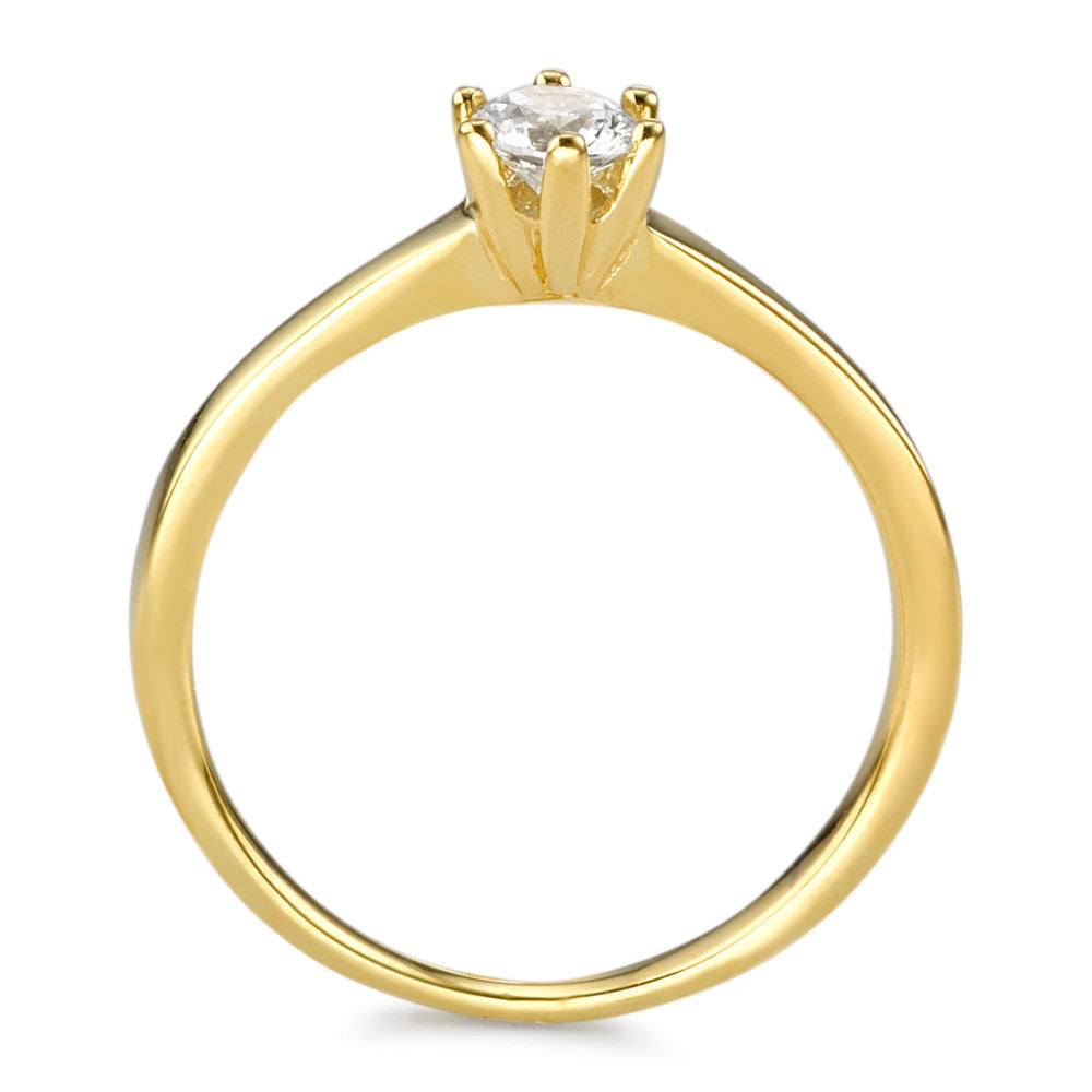 Bague solitaire Or jaune 9K Zircone