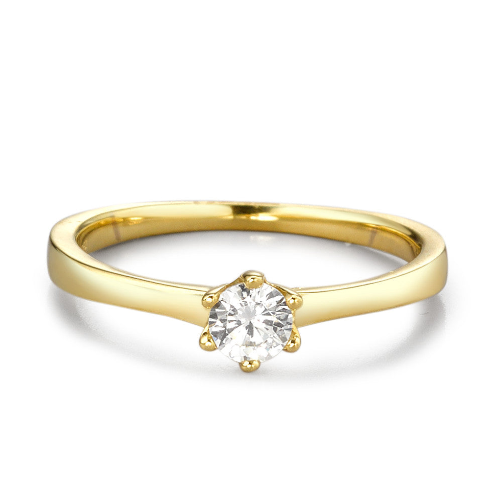 Bague solitaire Or jaune 9K Zircone