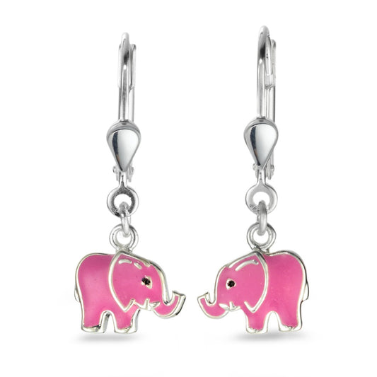 Pendant d'oreilles Argent Laqué Éléphant