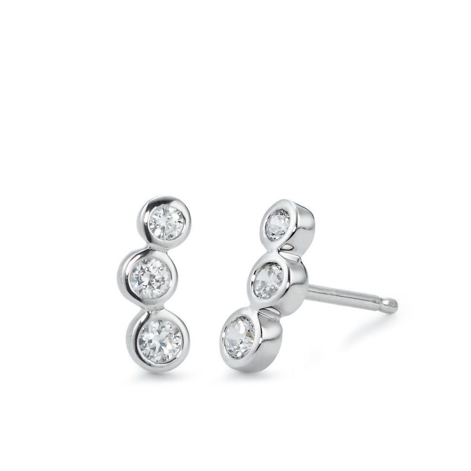 Clous d'oreilles Argent Zircone 6 Pierres Rhodié