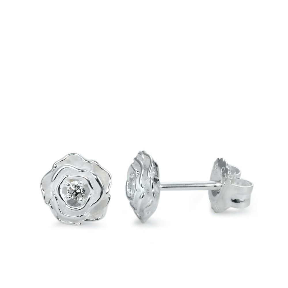 Clous d'oreilles Argent Zircone 2 Pierres Rose Ø8 mm