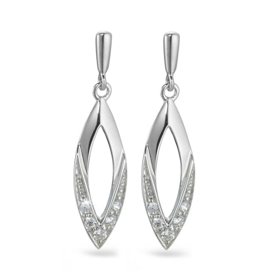 Pendant d'oreilles Argent Zircone 10 Pierres Rhodié