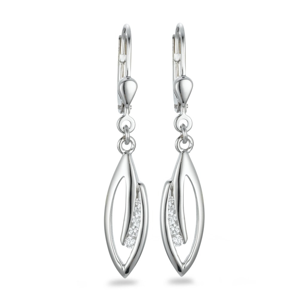 Pendant d'oreilles Argent Zircone 10 Pierres Rhodié