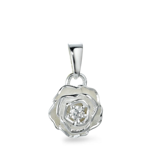 Pendentif Argent Zircone Rose Ø9 mm