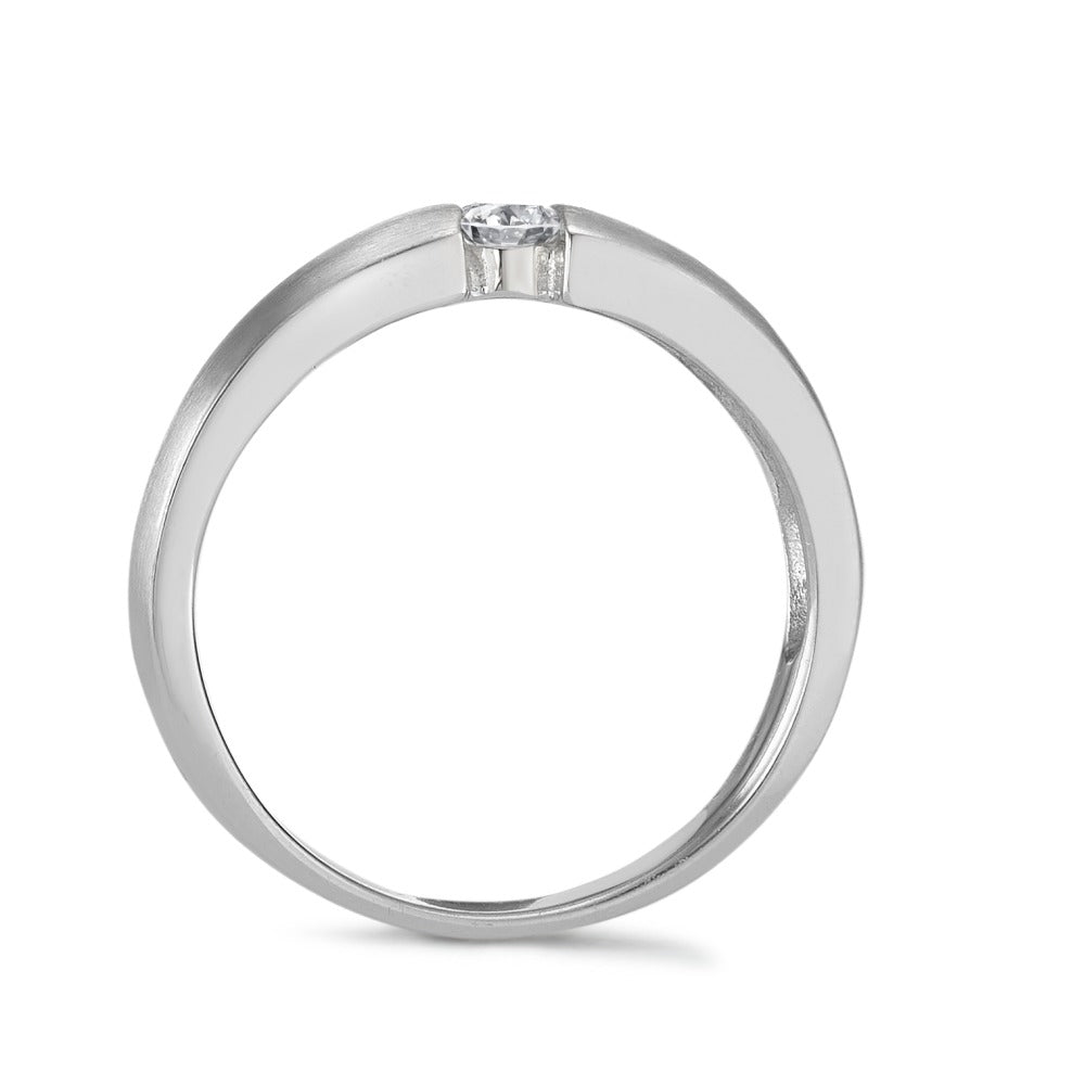 Bague solitaire Argent Zircone Rhodié