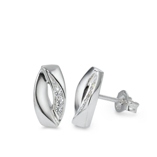 Clous d'oreilles Or blanc 9K Zircone 6 Pierres