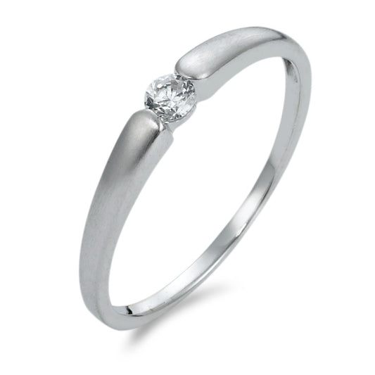 Bague solitaire Or blanc 9K Zircone