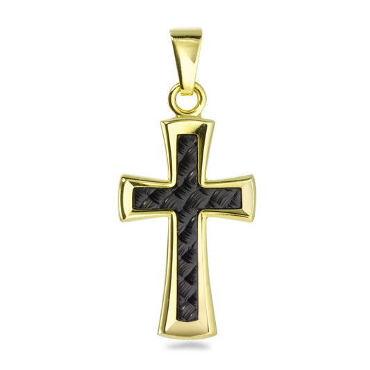 Pendentif Or jaune 9K, Carbone Croix