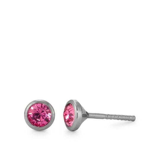 Clous d'oreilles Titane Zircone 2 Pierres Ø5 mm