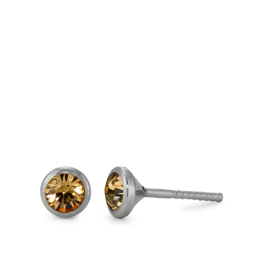 Clous d'oreilles Titane Zircone 2 Pierres Ø5 mm