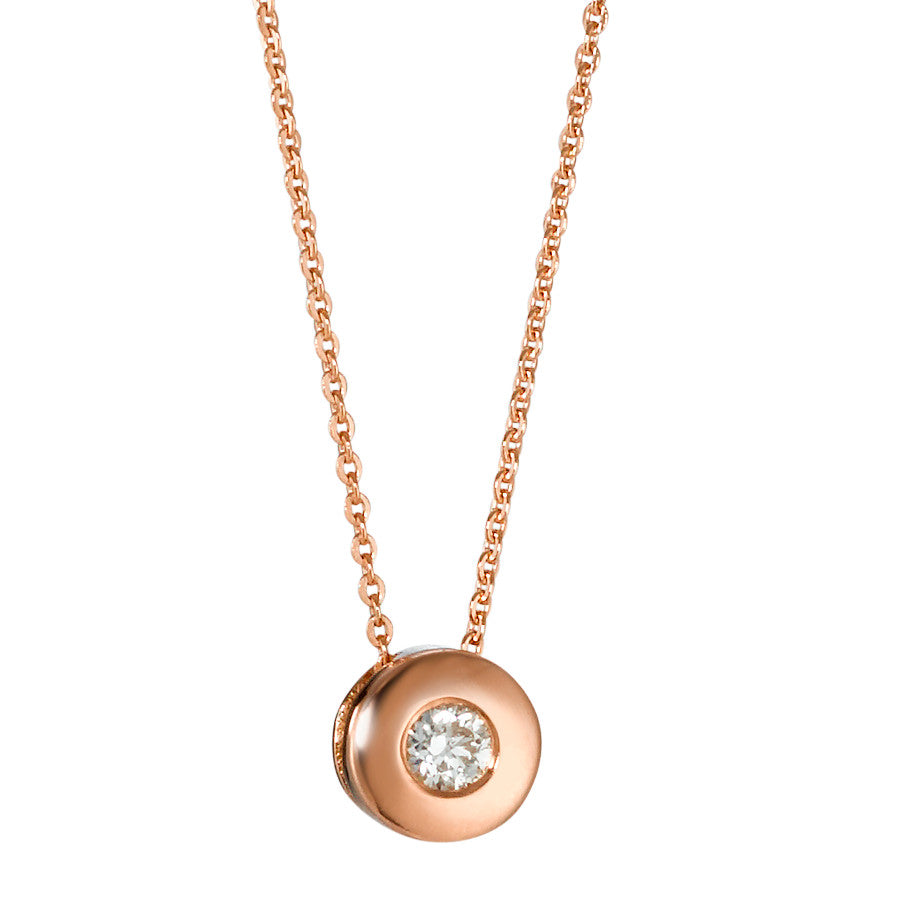 Chaînette avec pendentif Or rose 14K Diamant 0.05 ct, w-si 42 cm Ø5 mm