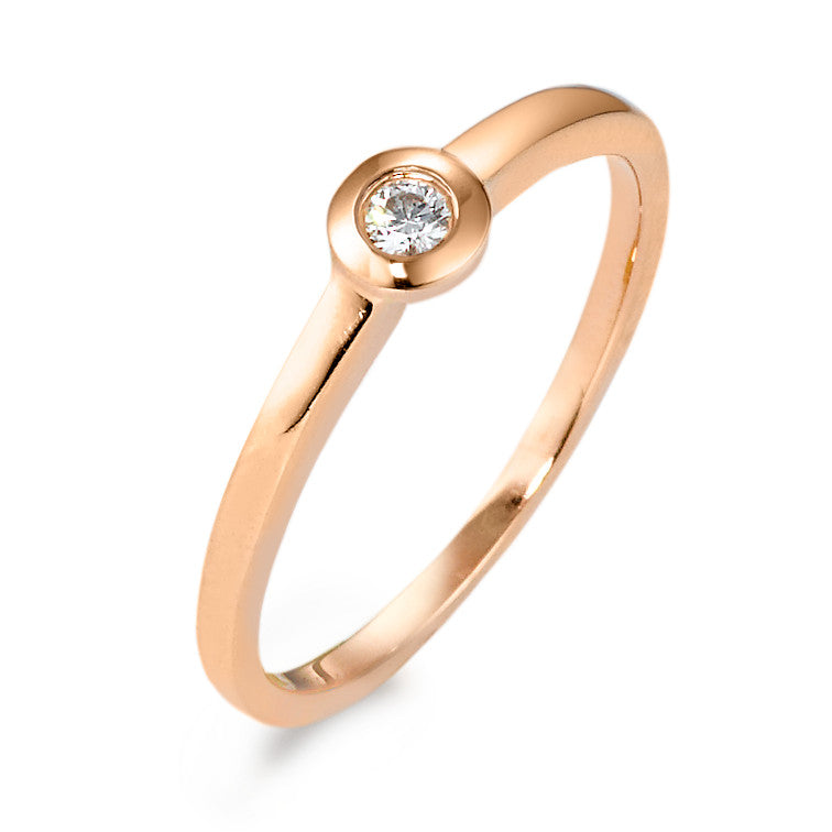 Bague solitaire Or rose 14K Diamant 0.05 ct, w-si