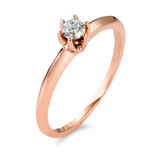 Bague solitaire Or rose 14K Diamant 0.15 ct, w-si