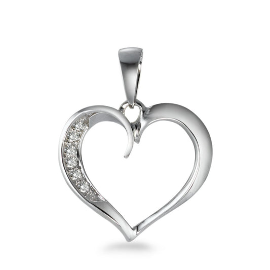 Pendentif Or blanc 18K Diamant 0.07 ct, 6 Pierres, w-si Coeur Ø18 mm